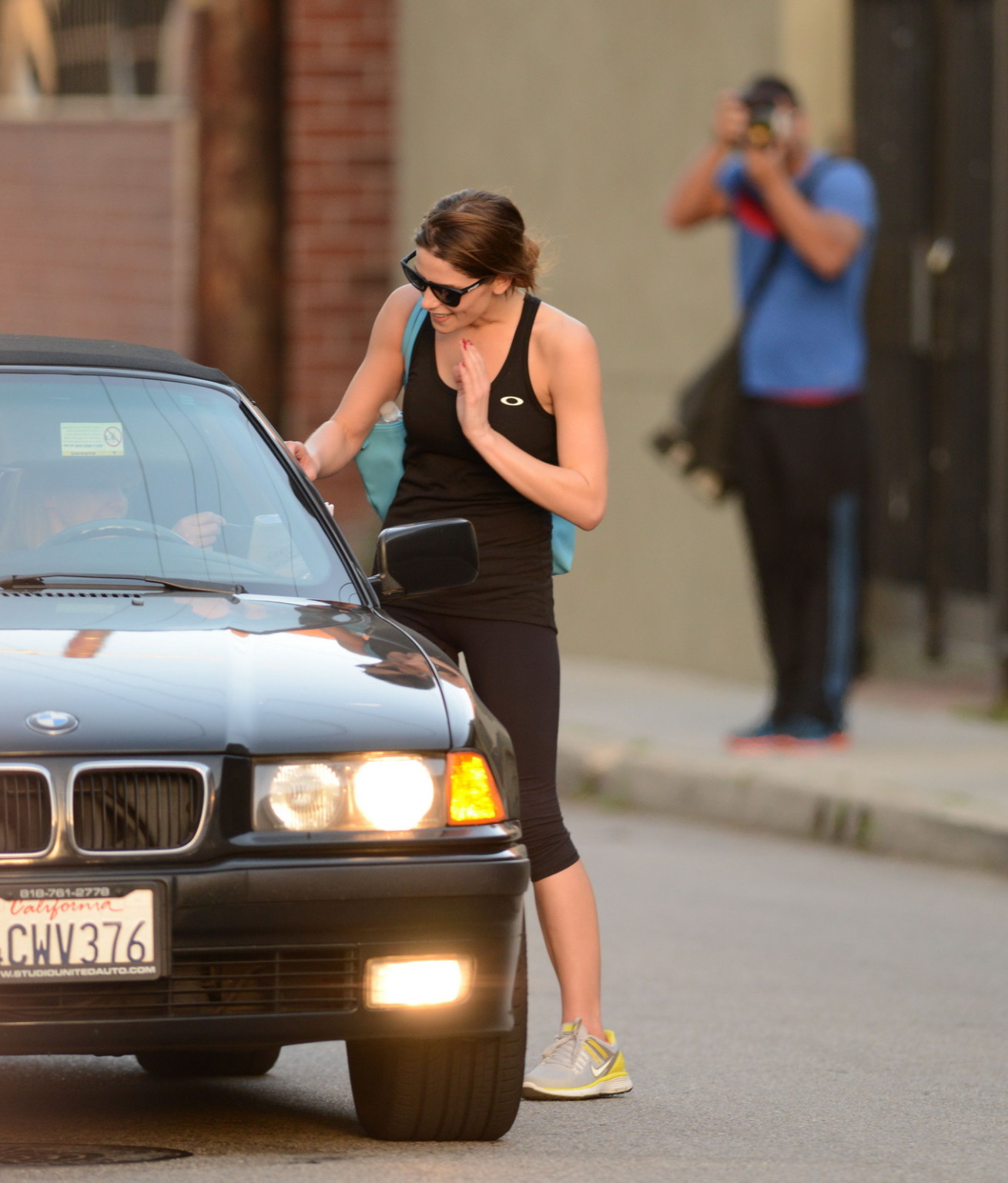 Ashley Greene wearing tank top and tights after a gym session in Studio City #75201875