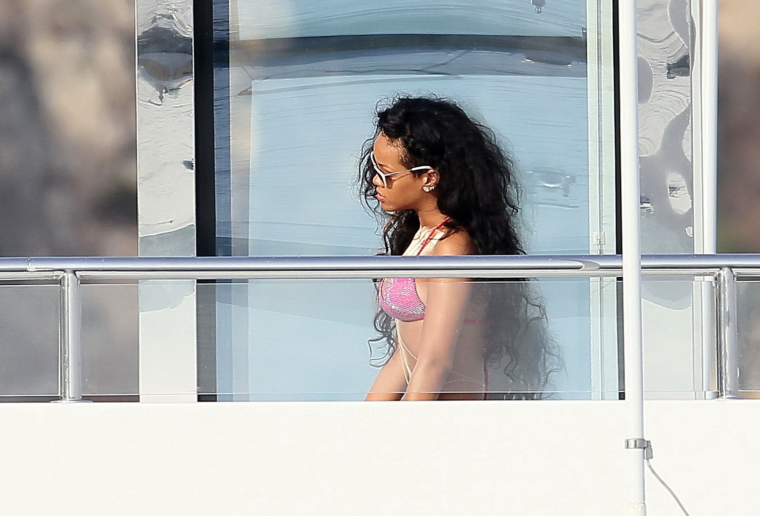 Rihanna shows off her ass wearing pink bikini on a yacht in France #75255775