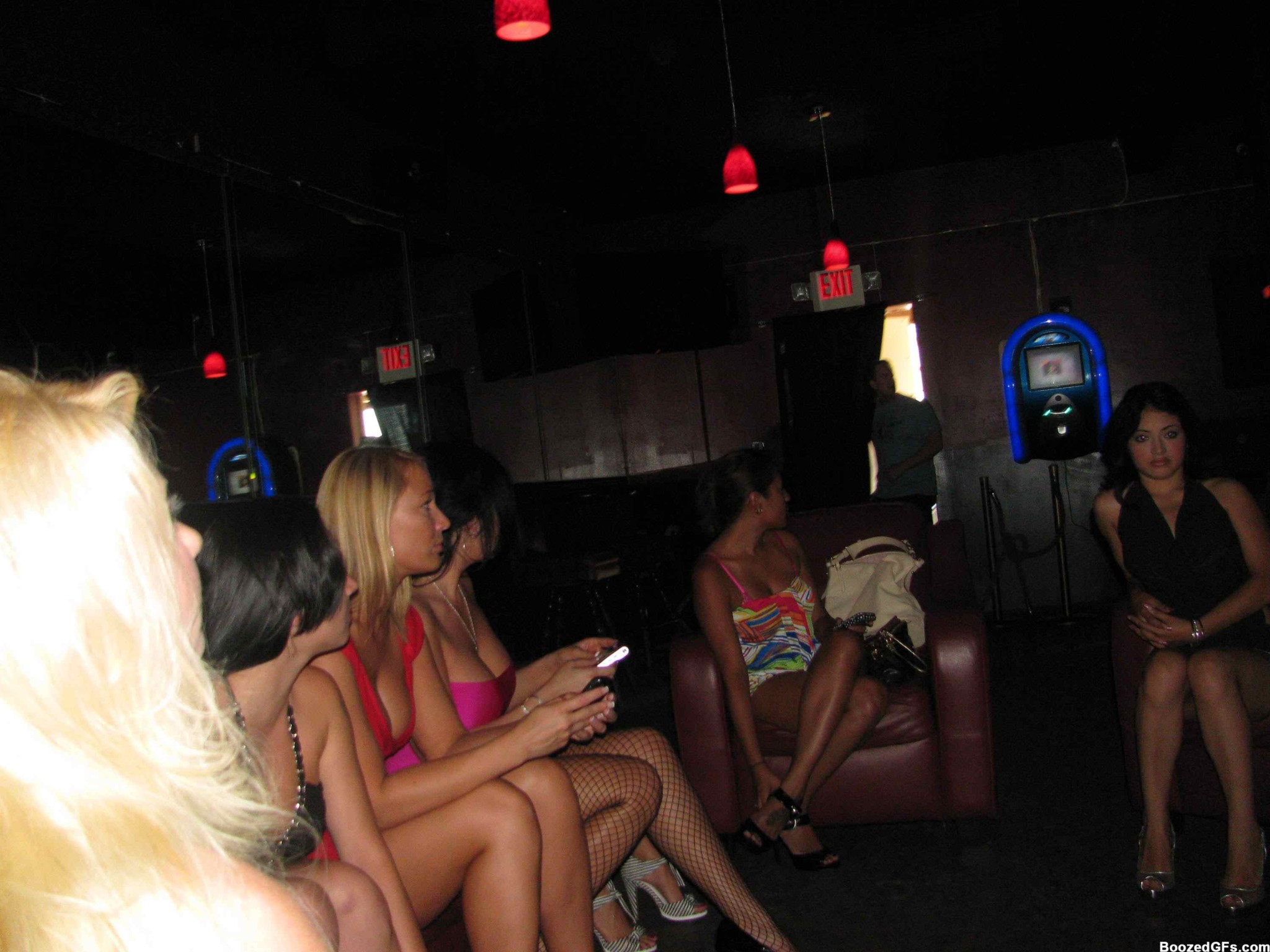 Horny muscular male stripper seducing drunken party girls #76401679