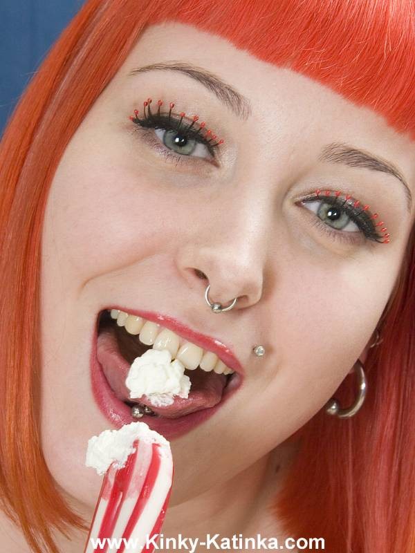 Latex girl gets messy with food #76634601