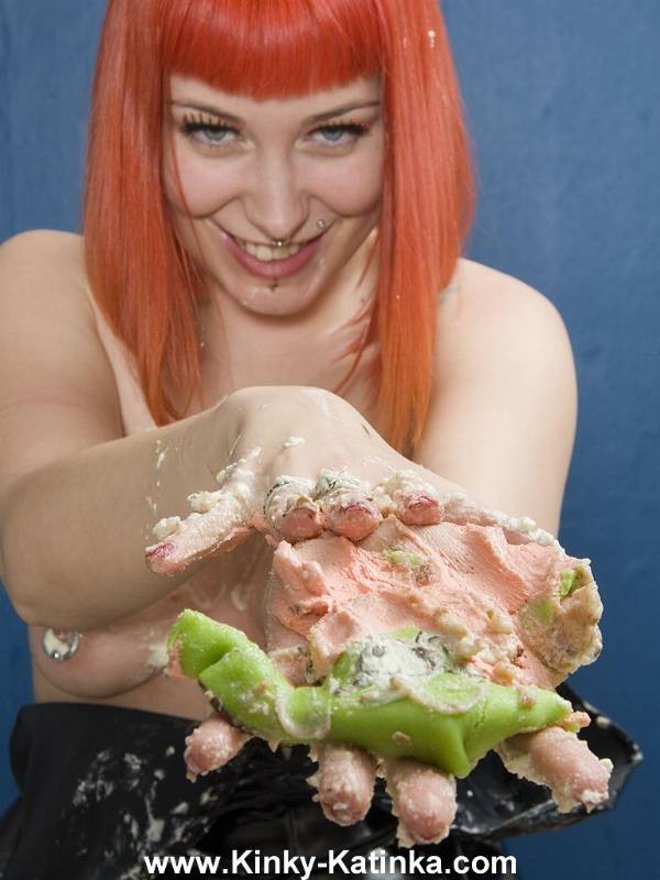 Latex girl gets messy with food #76634640