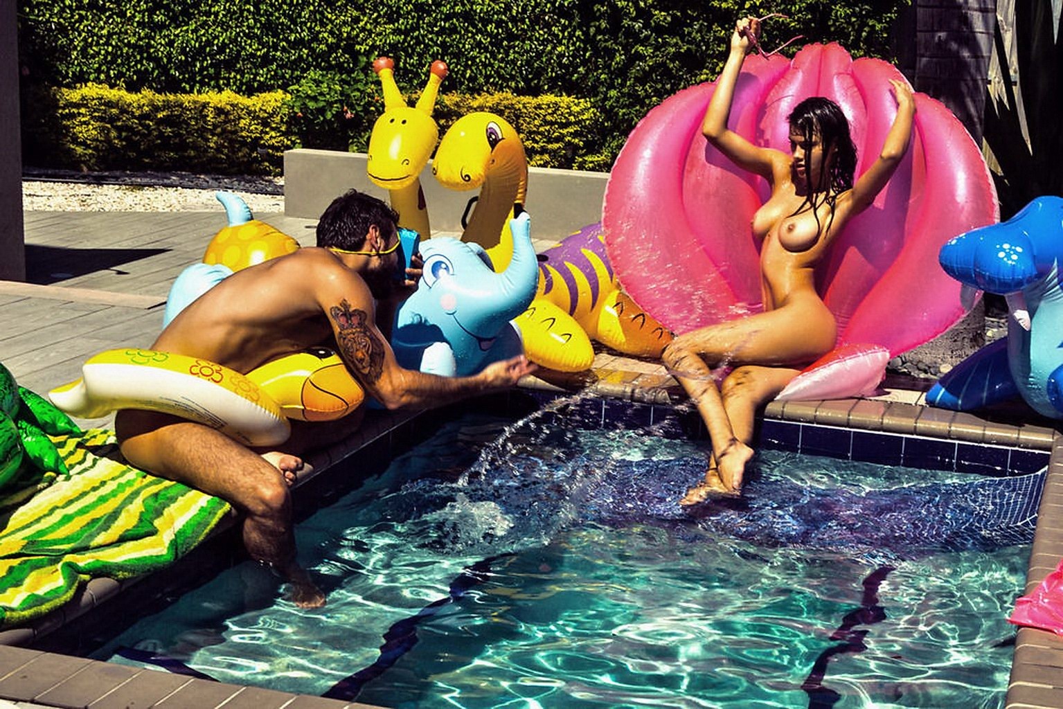 Yara Khmidan showing off her wet boobs and ass in the pool for Leonardo Corredo #75195293