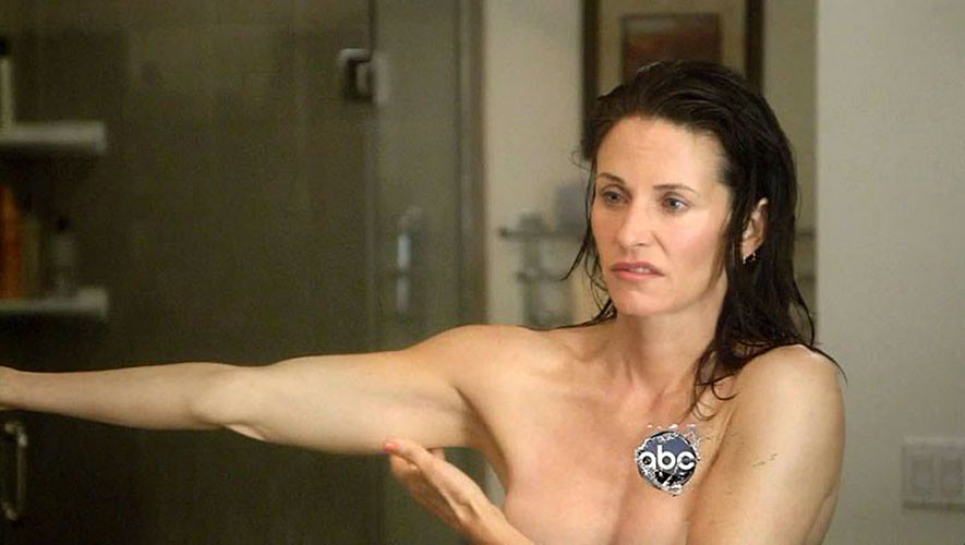 Courteney Cox posing in lingerie and tits slip paparazzi pictures #75381129