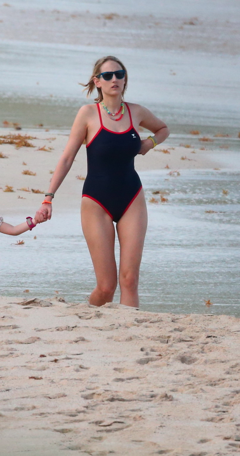 Leelee Sobieski showing her big boobs and ass in retro monokini at the beach in  #75176771