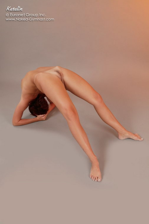Naked gymnastics and stretching by this fit brunette #70714857