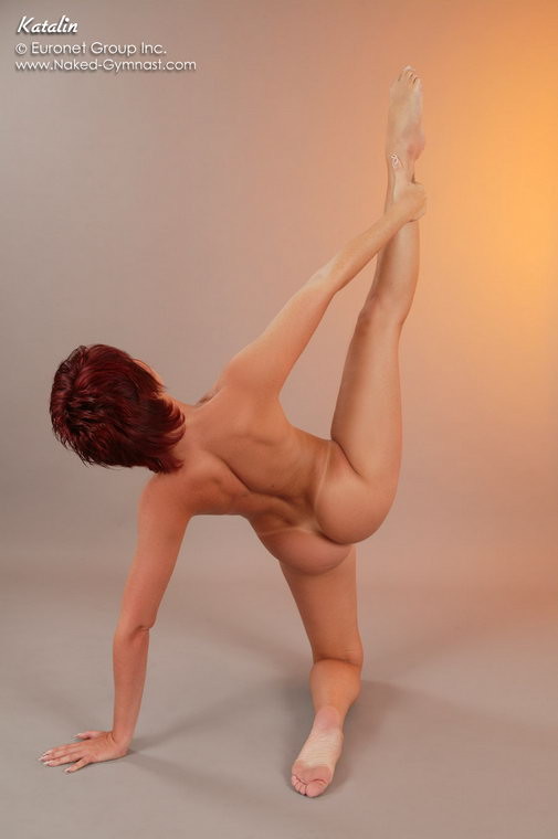 Naked gymnastics and stretching by this fit brunette #70714864