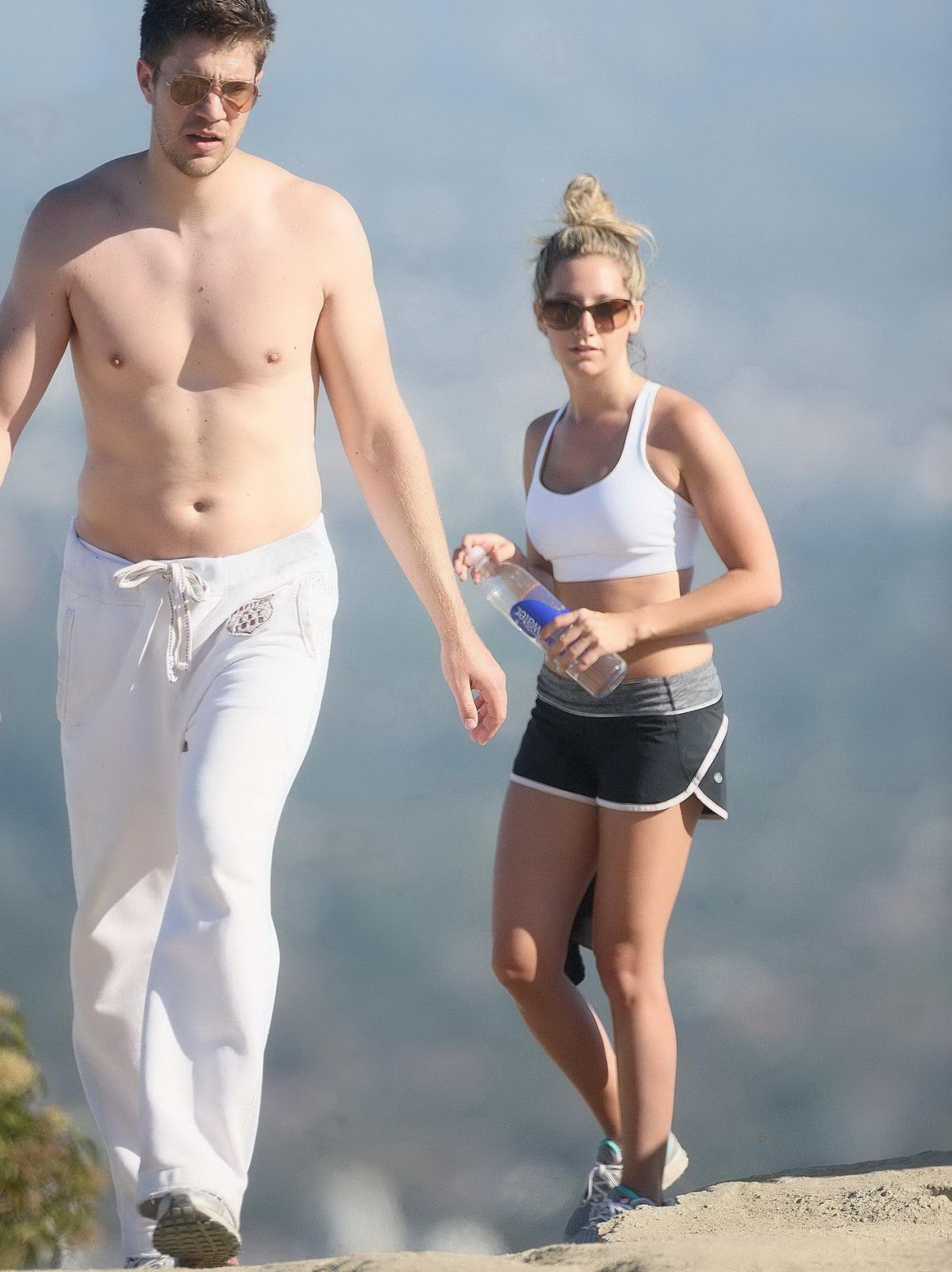 Ashley Tisdale in sports bra  shorts hiking the Runyon Canyon in LA #75255239