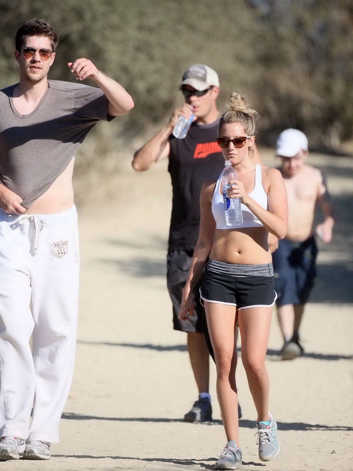 Ashley Tisdale in sports bra  shorts hiking the Runyon Canyon in LA #75255277