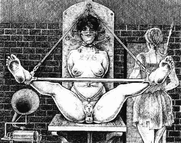 Vintage male femminile dungeon bondage arte horror e disegni
 #69649837