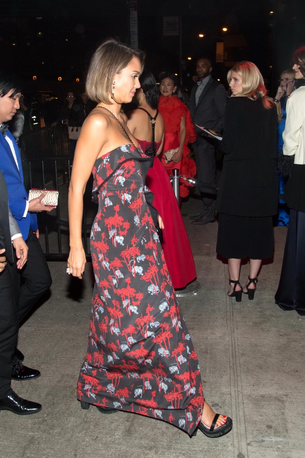 Jessica Alba cleavy wearing a strapless maxi dress for the Costume Institute Ben #75164656