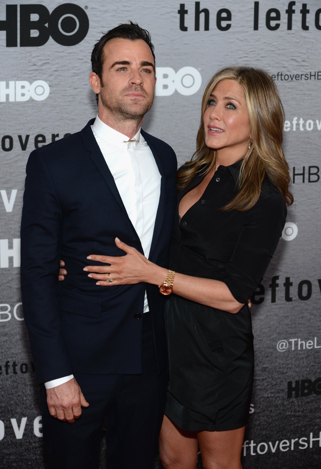 Jennifer Aniston cleavy and bra peek at The Leftovers premiere in NYC #75193021