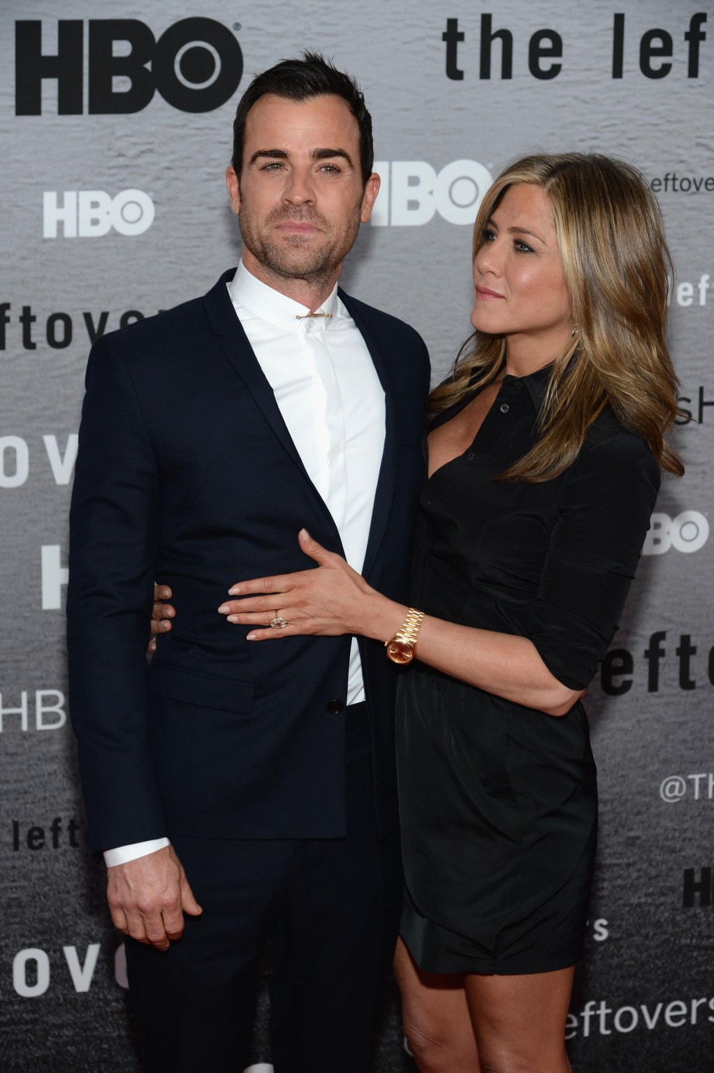 Jennifer Aniston cleavy and bra peek at The Leftovers premiere in NYC #75193025