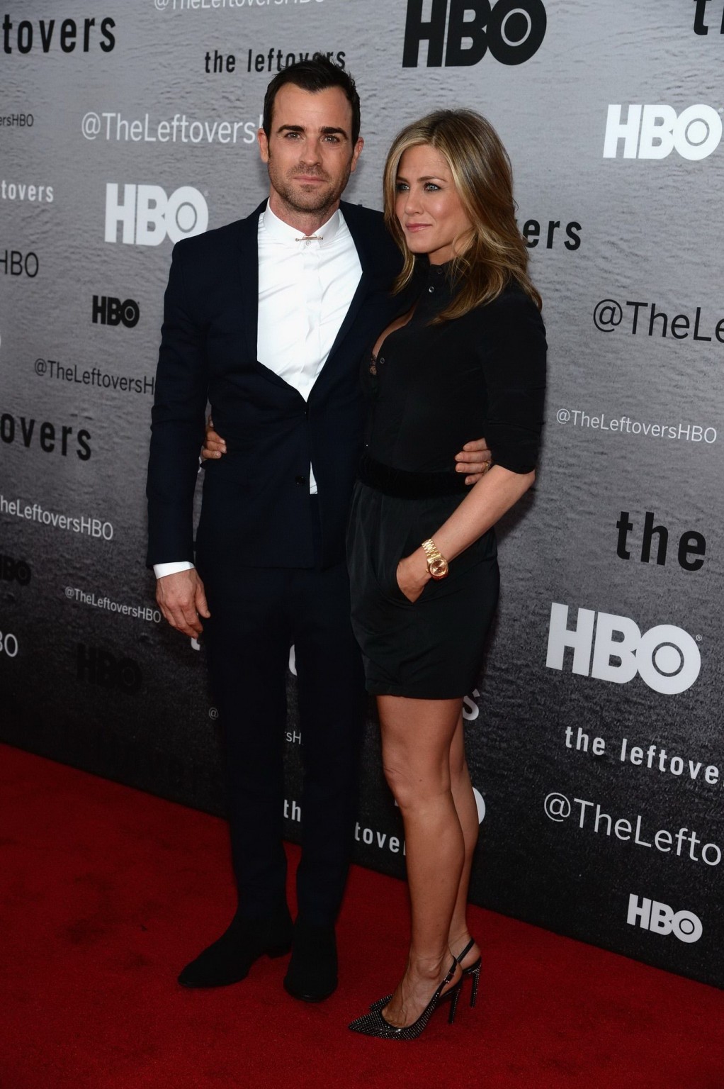 Jennifer Aniston cleavy and bra peek at The Leftovers premiere in NYC #75193039