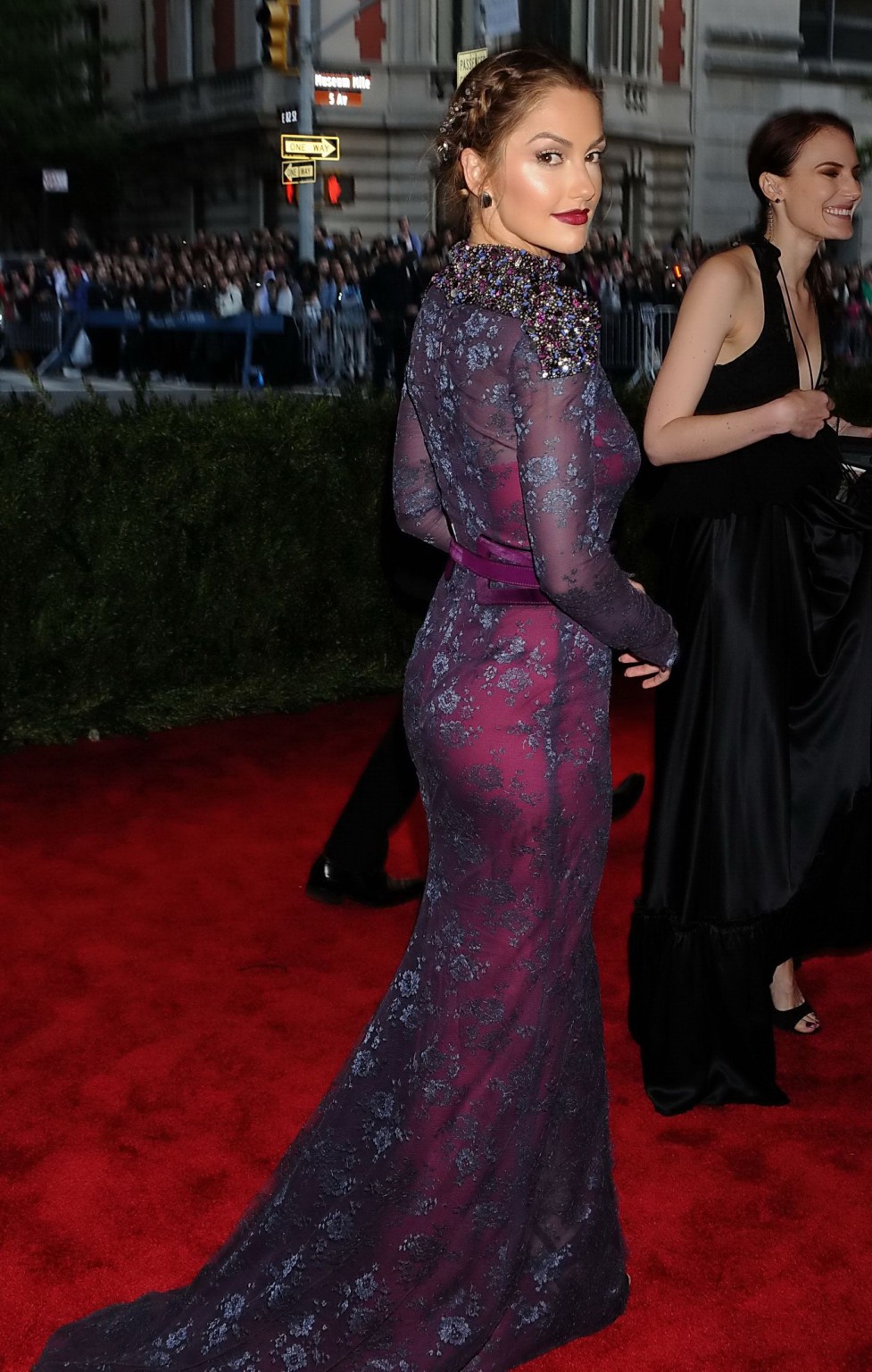 Minka Kelly wearing gorgeous purple transparent maxi dress on 2013 Met Gala at t #75232998