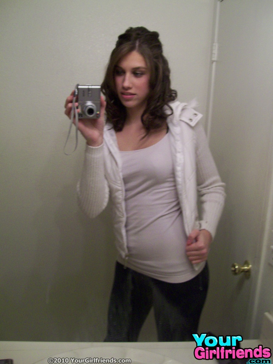 Teen Girlfriend whip out the camera in the bathroom mirror for some hot self mir #67180135