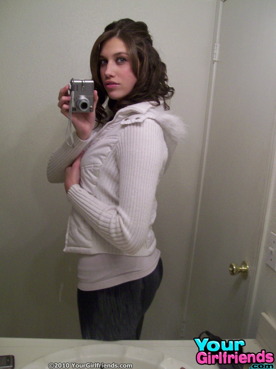 Teen Girlfriend whip out the camera in the bathroom mirror for some hot self mir #67180157