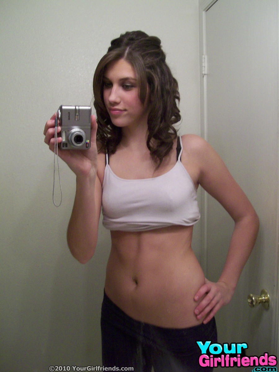 Teen Girlfriend whip out the camera in the bathroom mirror for some hot self mir #67180222