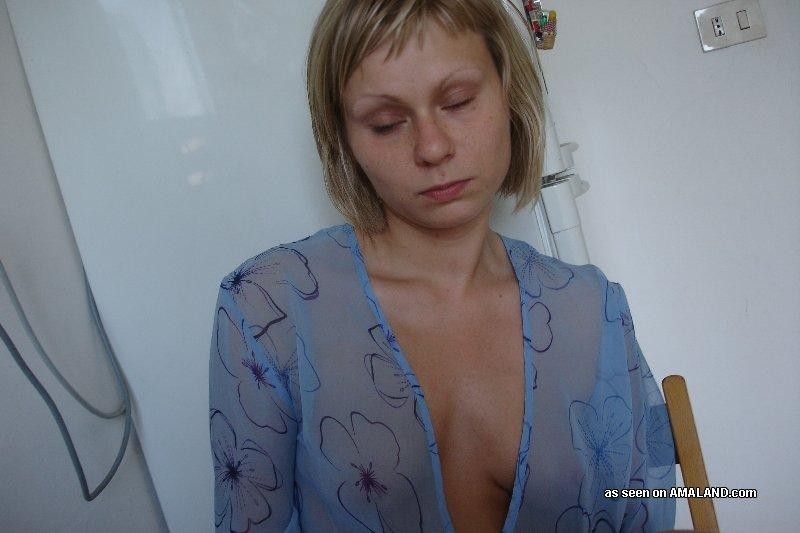 Collection of a slim blonde wife posing at home #75455288