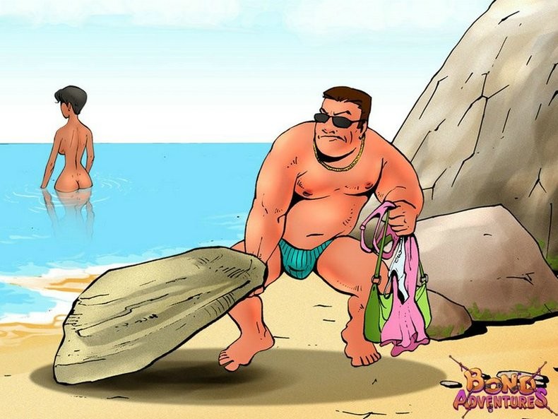 ボンデージ漫画のブルース・ボンドとビーチでのセックス
 #69701866