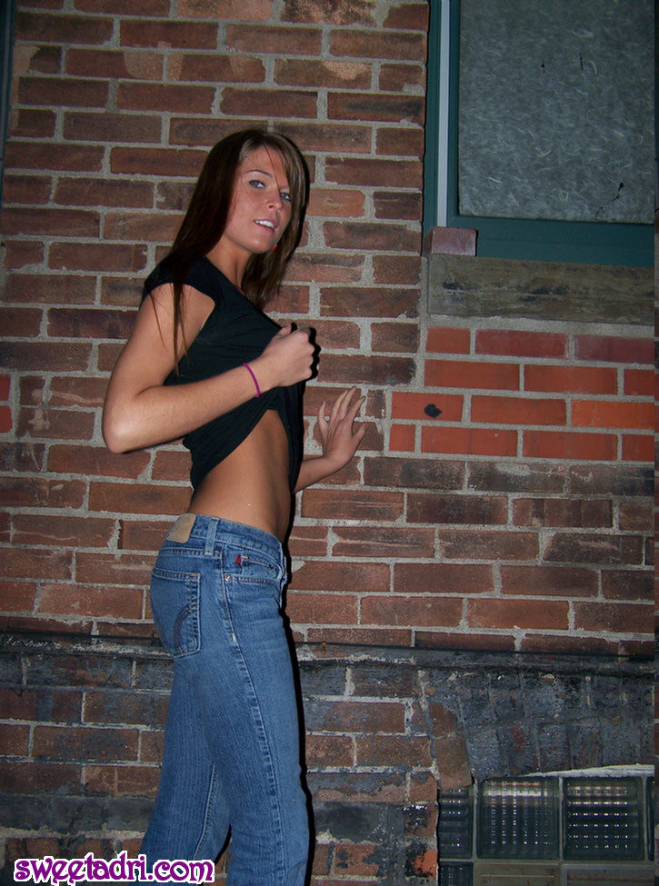 Sweet Adri in public alley showing her tits #67821895