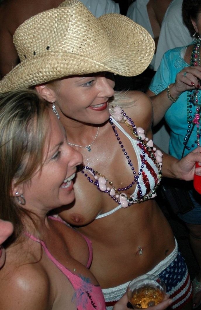 Drunk Naked Mardigras Spring Break College Girls Flashing #76402772