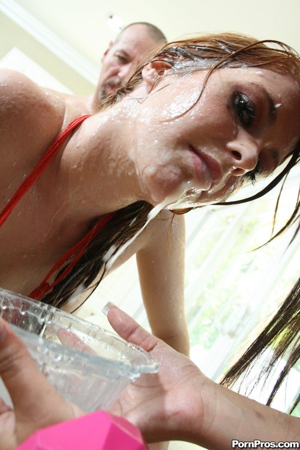 Redhead Amber Swift nearly drowning in warm sperm #75857978