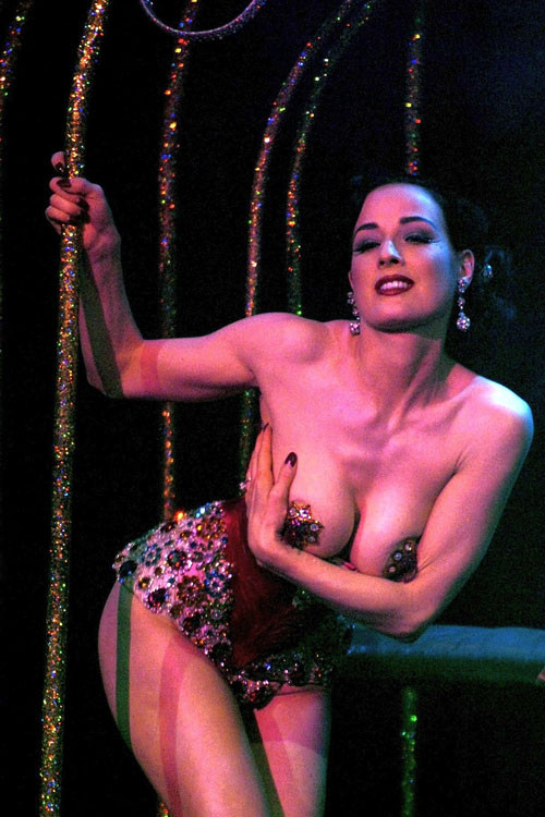 Dita Von Teese showing her nice tits and stripping off in some show #75395494