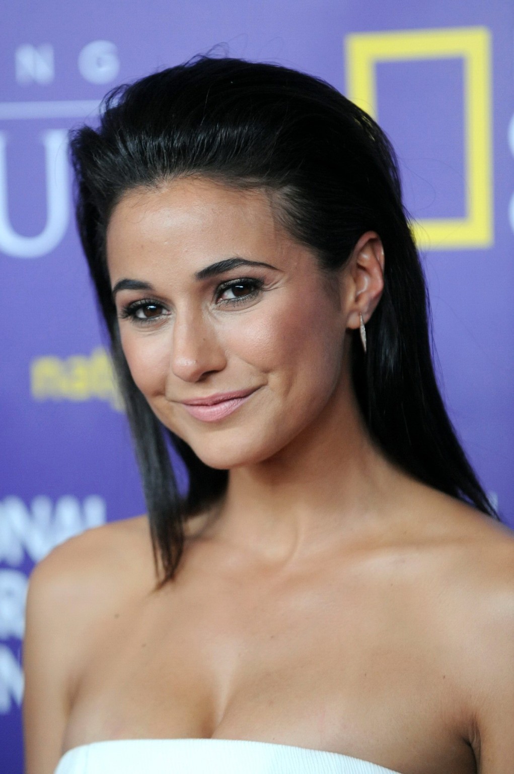 Emmanuelle Chriqui busty wearing a strapless dress at National Geographics Killi #75169012