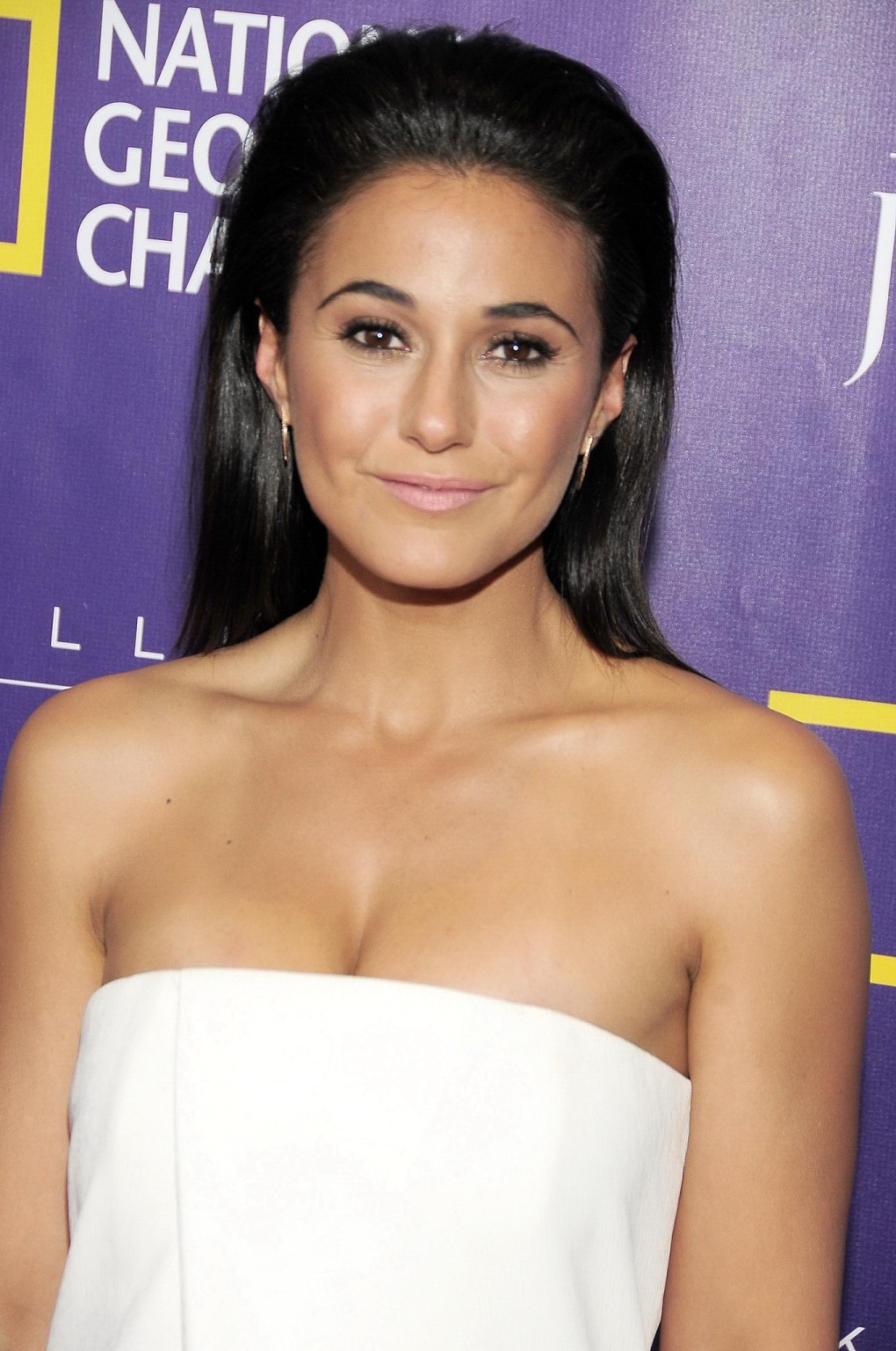 Emmanuelle Chriqui busty wearing a strapless dress at National Geographics Killi #75169017