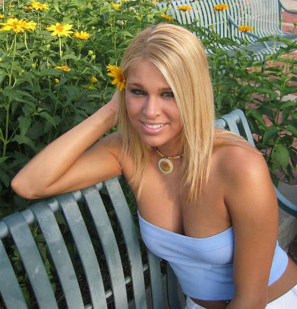 Sweet blonde babe flashing tits outdoors #74026804