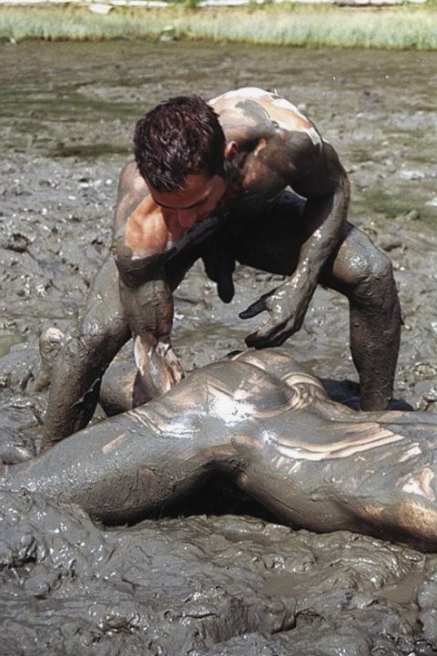 Muscle couple wrestling and thrusting  in the dirt #76921191