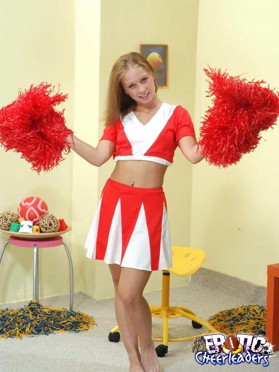 Brown haired cheerleader fingering her petite cunny #75463278