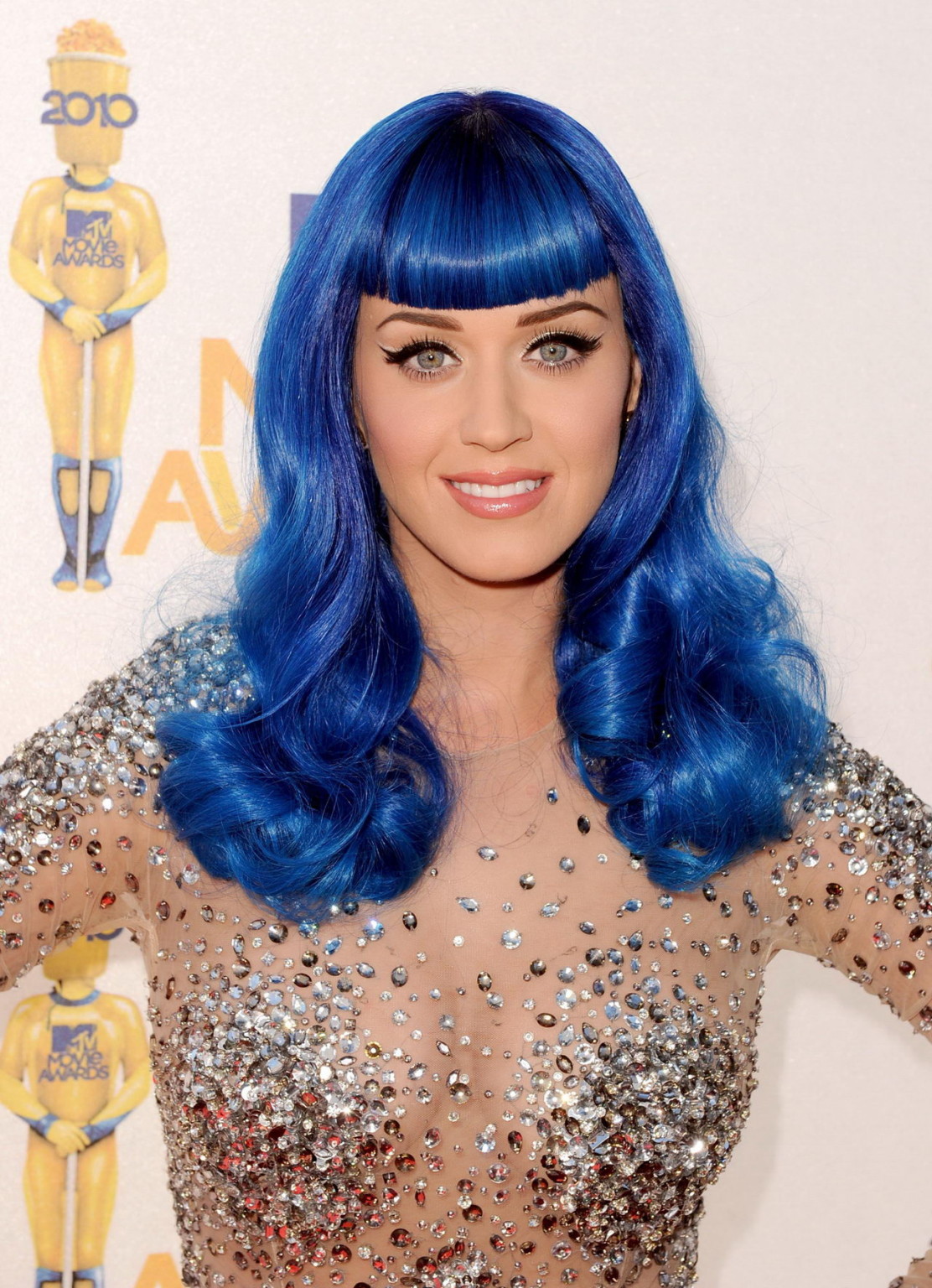Katy perry in see-through mini abito ariving a 2010 mtv film awards
 #75346523