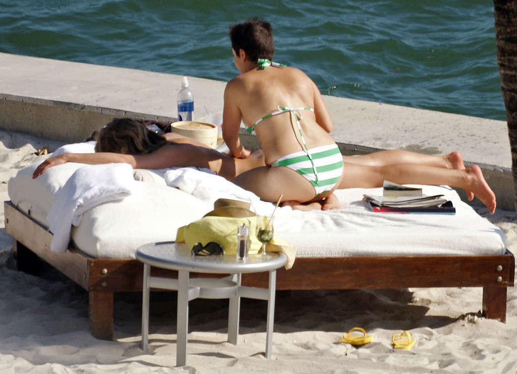 Jennifer Aniston enjoying on bed in sexy bikini hot photos #75375721