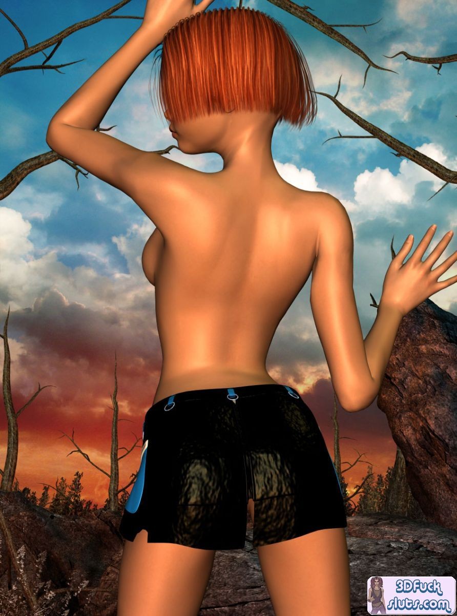 Short hair redhead toon babe nude outdoors #69608739