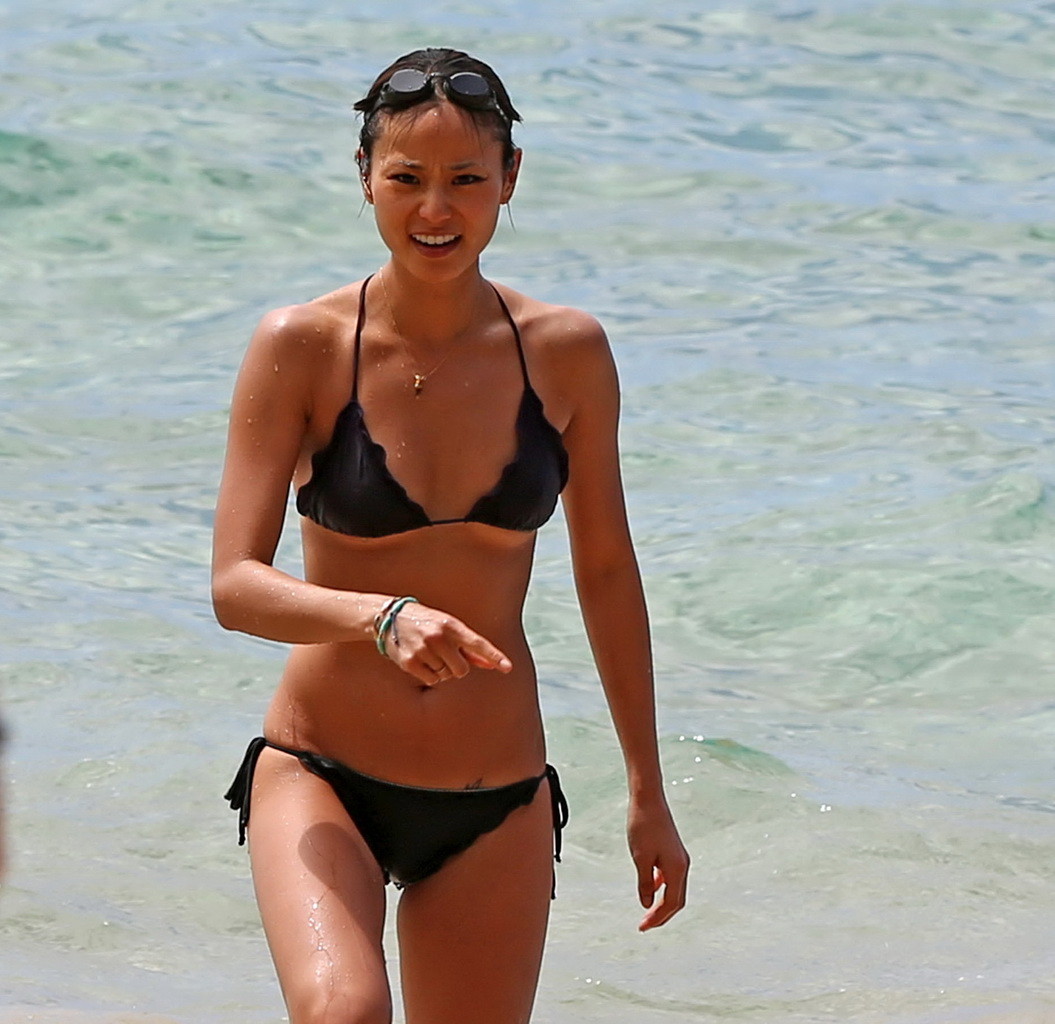 Jamie Chung wearing tiny wet bikini at the beach during a vacation in Hawaii #75234801