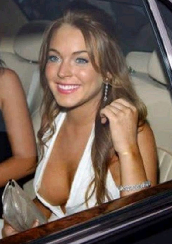 Lindsay Lohan nice upskirt and nipple slip #75399035