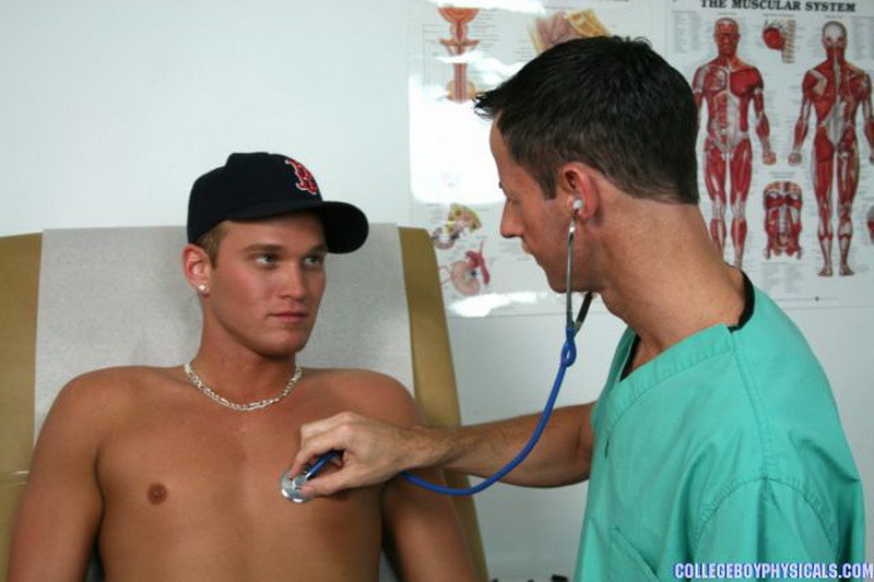Gay doctor and two sexy young college athletes blowjob action #76981104