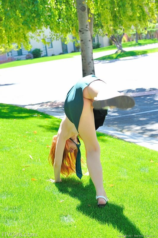 Fresh redhead teen dressed as schoolgirl in the park #78592173