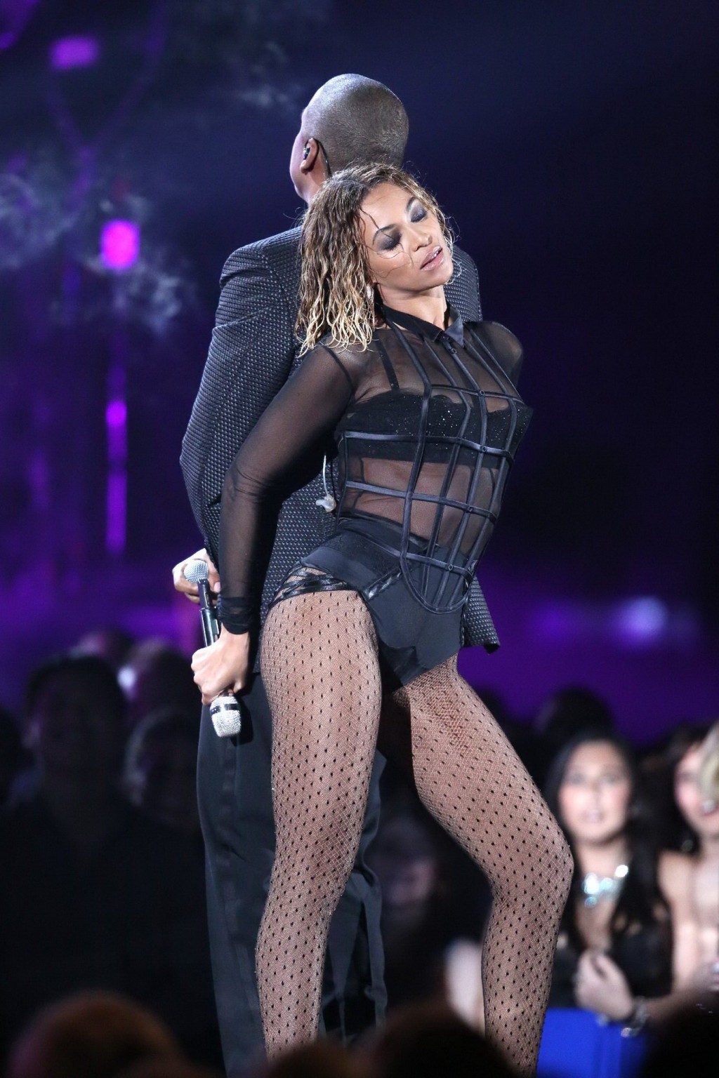 Beyonce Knowles see-through to lingerie while performing at 56th Annual Grammy A #75206021
