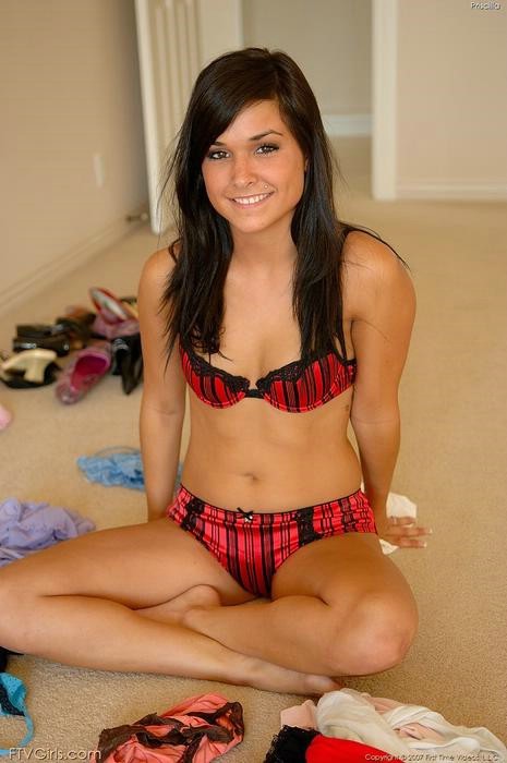 Brunette Trying On Lingerie #74963985