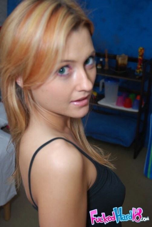 Cute beautiful blonde teen bends over to suck a huge cock #74551057
