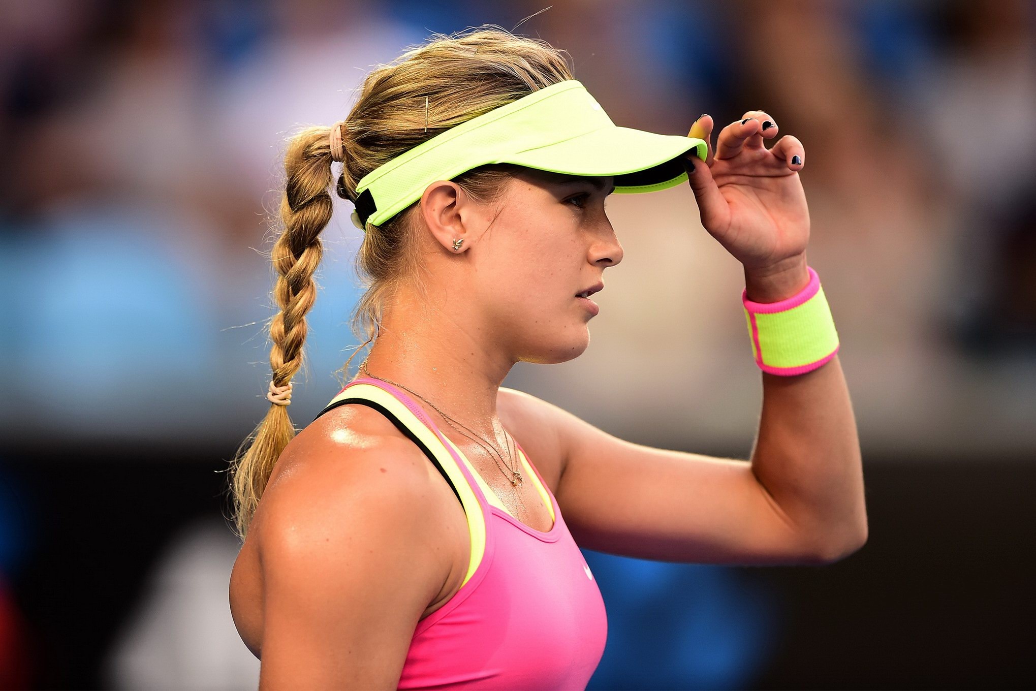 Eugenie bouchard mostrando le sue mutandine gialle al secondo turno match del 20
 #75174676