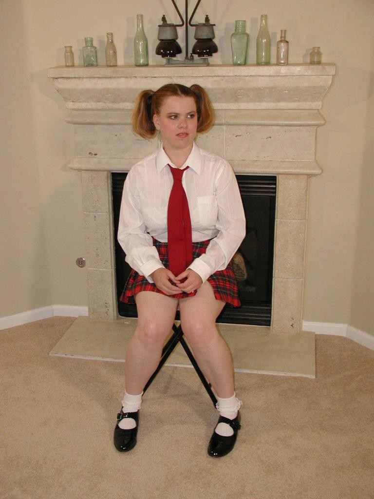 Chubby Teen In Uniform Getting Her Pussy Stuffed By Dildo