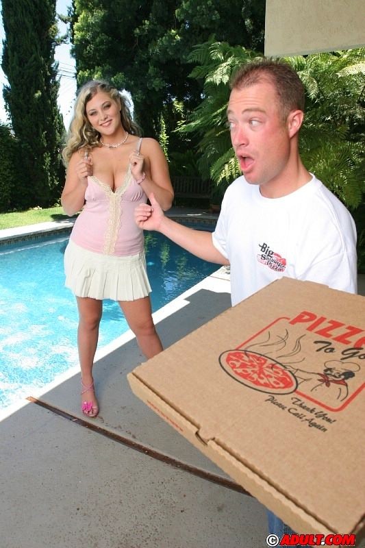 hungry babe sucking cock through a pizza #69253920