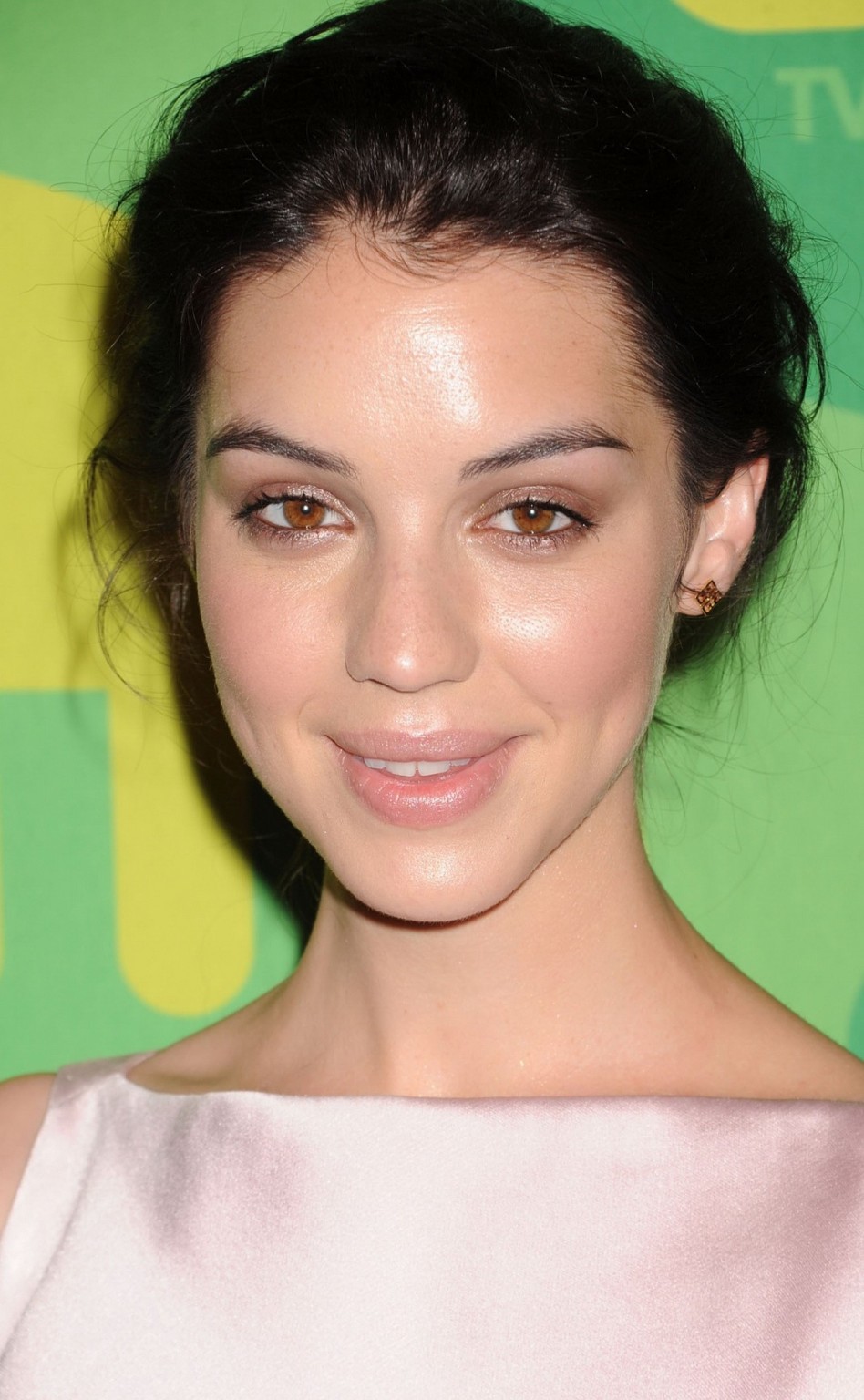Adelaide Kane busty wearing short flesh colored backless dress at The CW Network #75223117