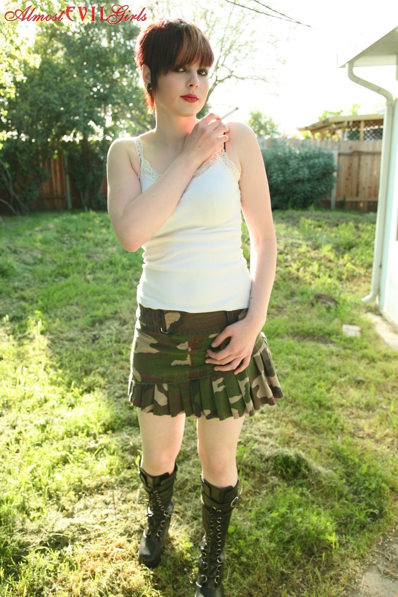 Morna smokes it up outside while she strips #76403796