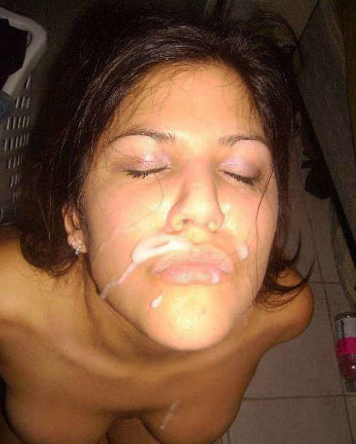 Pictures of a kinky babe who got a load of cum facial #67668550