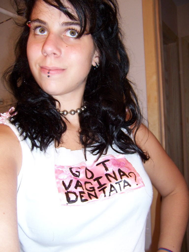 Goth teen girlfriend with pierced nipples strips in homemade pix #79391231