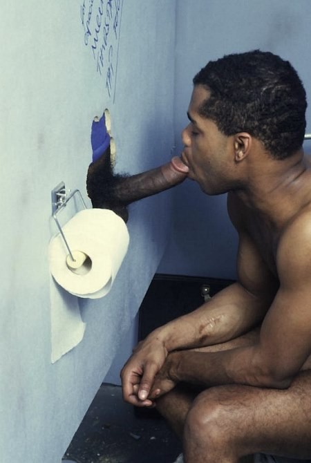 Two fresh black dudes enjoy glory hole mutual sucking passion #76975859